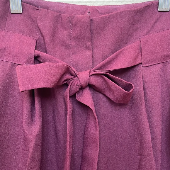 ASOS Paper Bag Waist Pants - Maroon - Size 2 - Picture 3 of 5